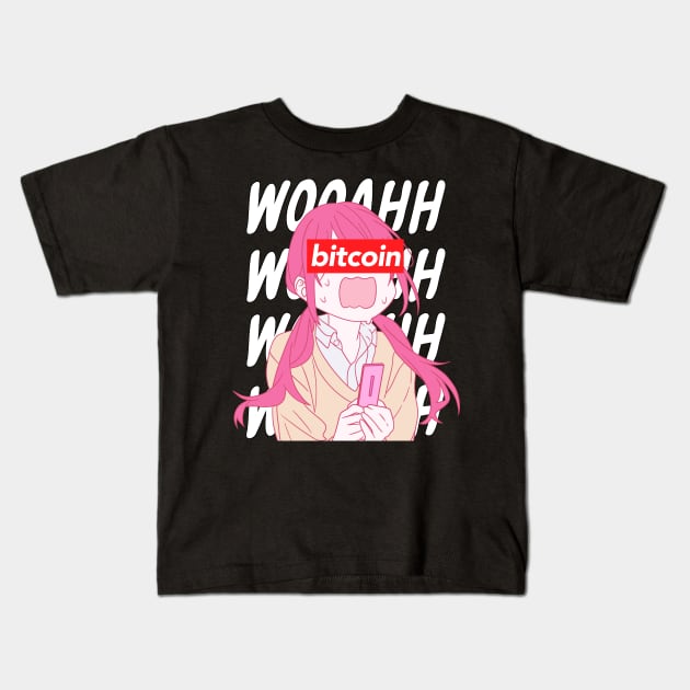 Anime girl bitcoin Kids T-Shirt by Imaginbox Studio